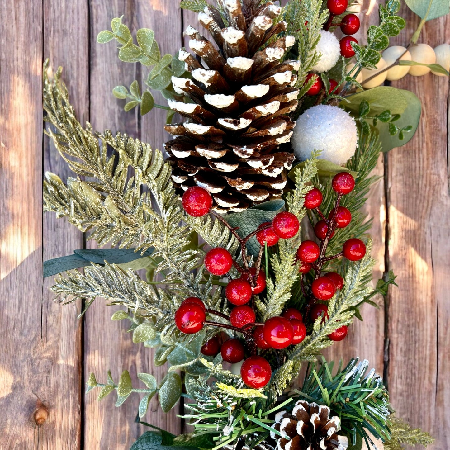 Frosted Pinecone Christmas Bead Wreath
