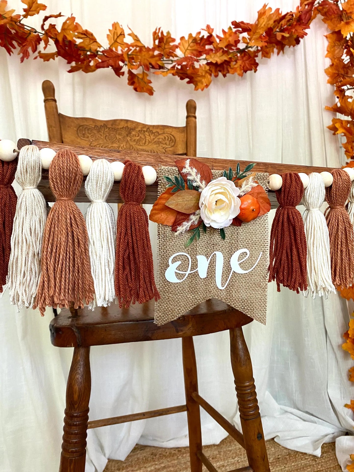 Boho Pumpkin Floral Highchair Banner