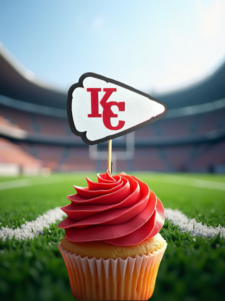 Kansas City Chiefs Inspired Cupcake Toppers