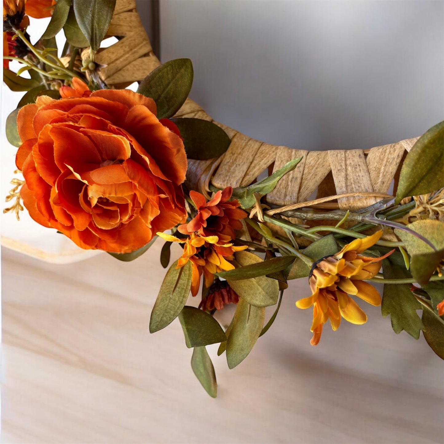 Fall Floral Raffia Wreath