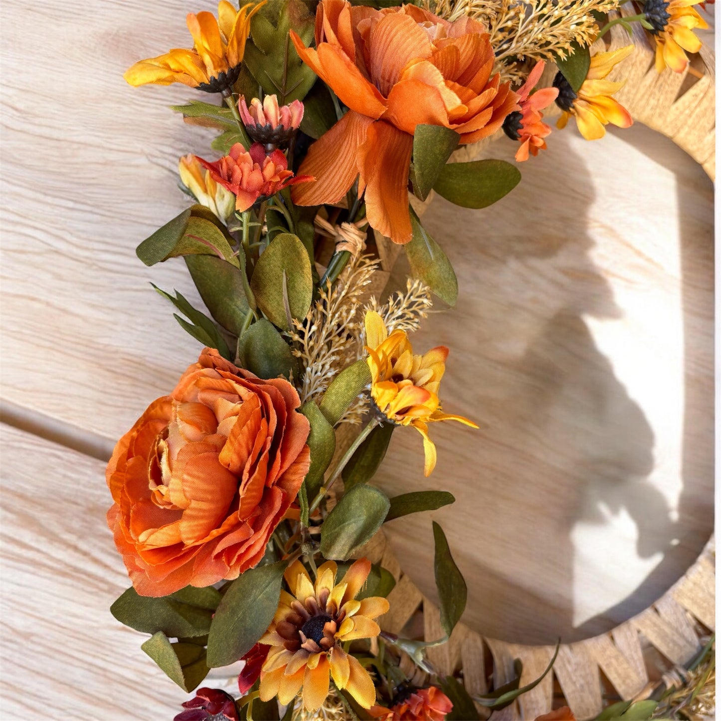 Fall Floral Raffia Wreath