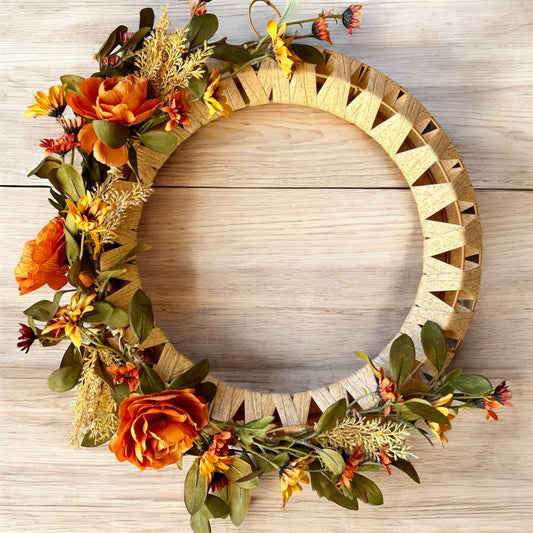 Fall Floral Raffia Wreath