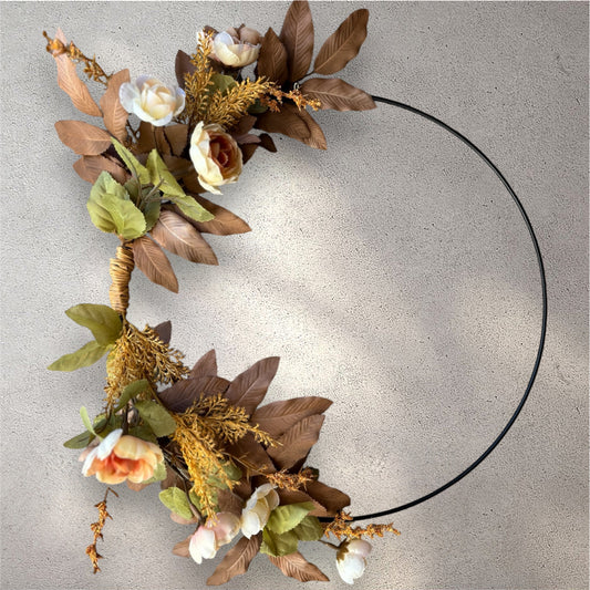 Muted Fall Hoop Wreath