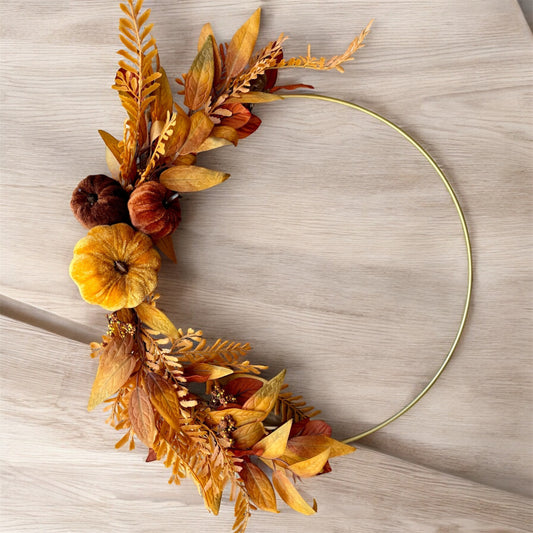 Pumpkin Fall Hoop Wreath