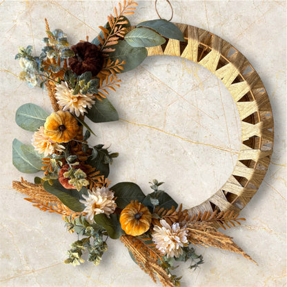 Muted Fall Raffia Wreath