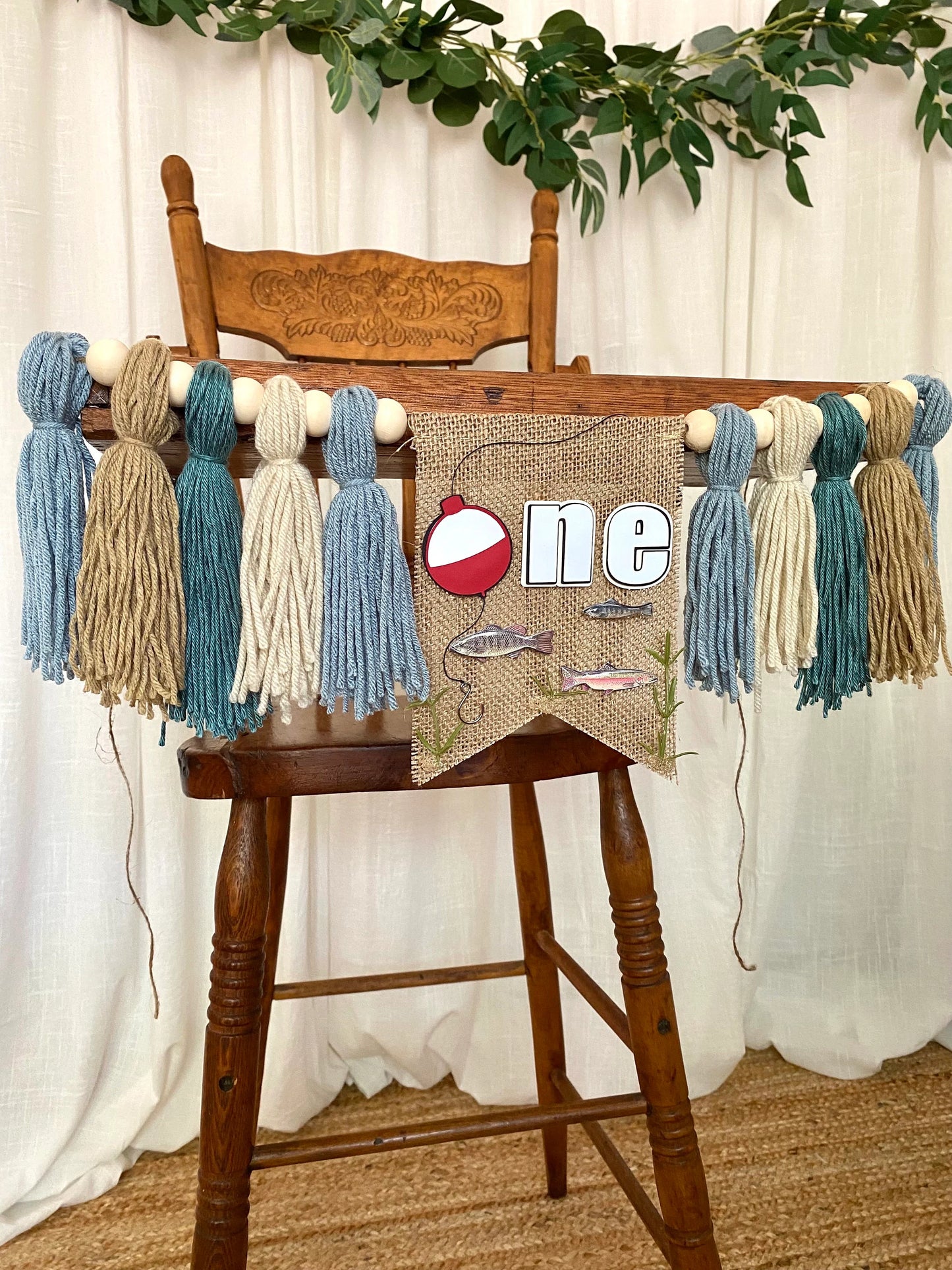 Gone Fishing Highchair Banner - Blue