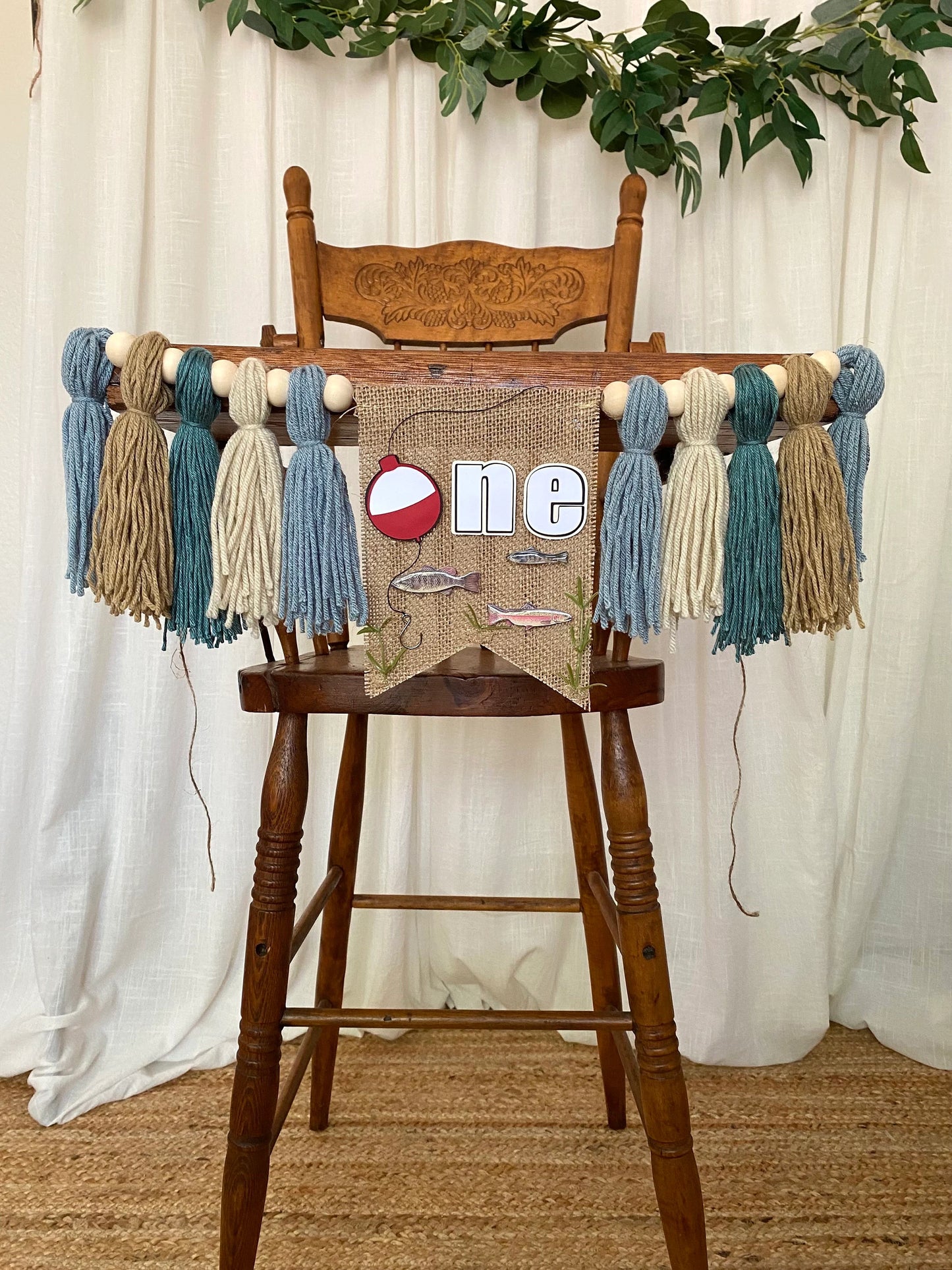 Gone Fishing Highchair Banner - Blue