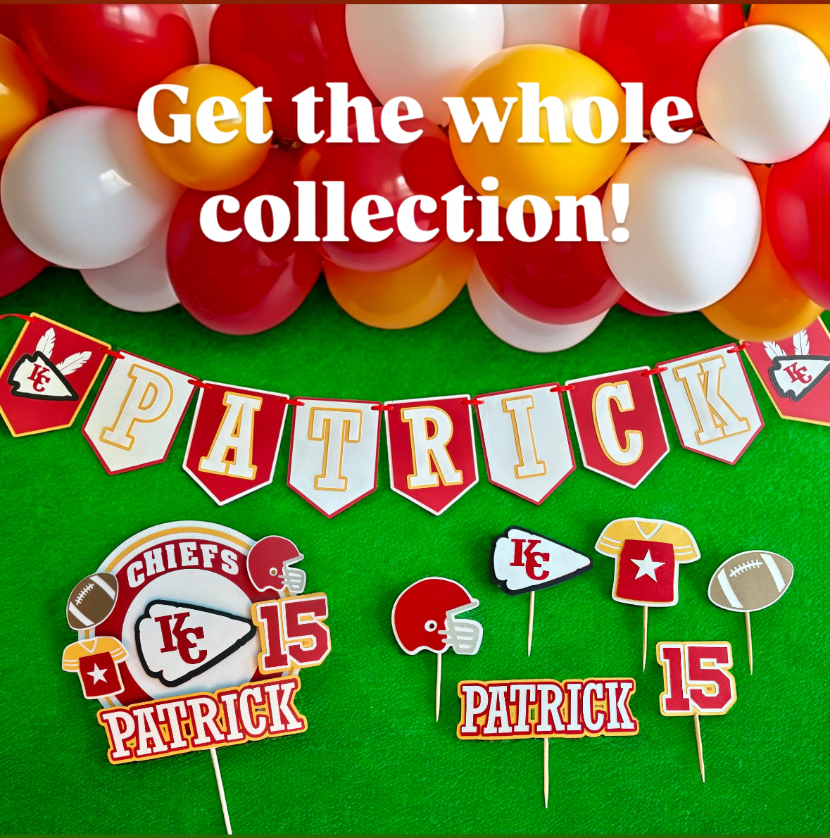 Kansas City Chiefs Inspired Cupcake Toppers