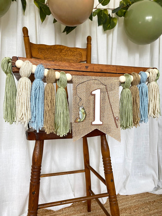 Gone Fishing Highchair Banner - Pastels