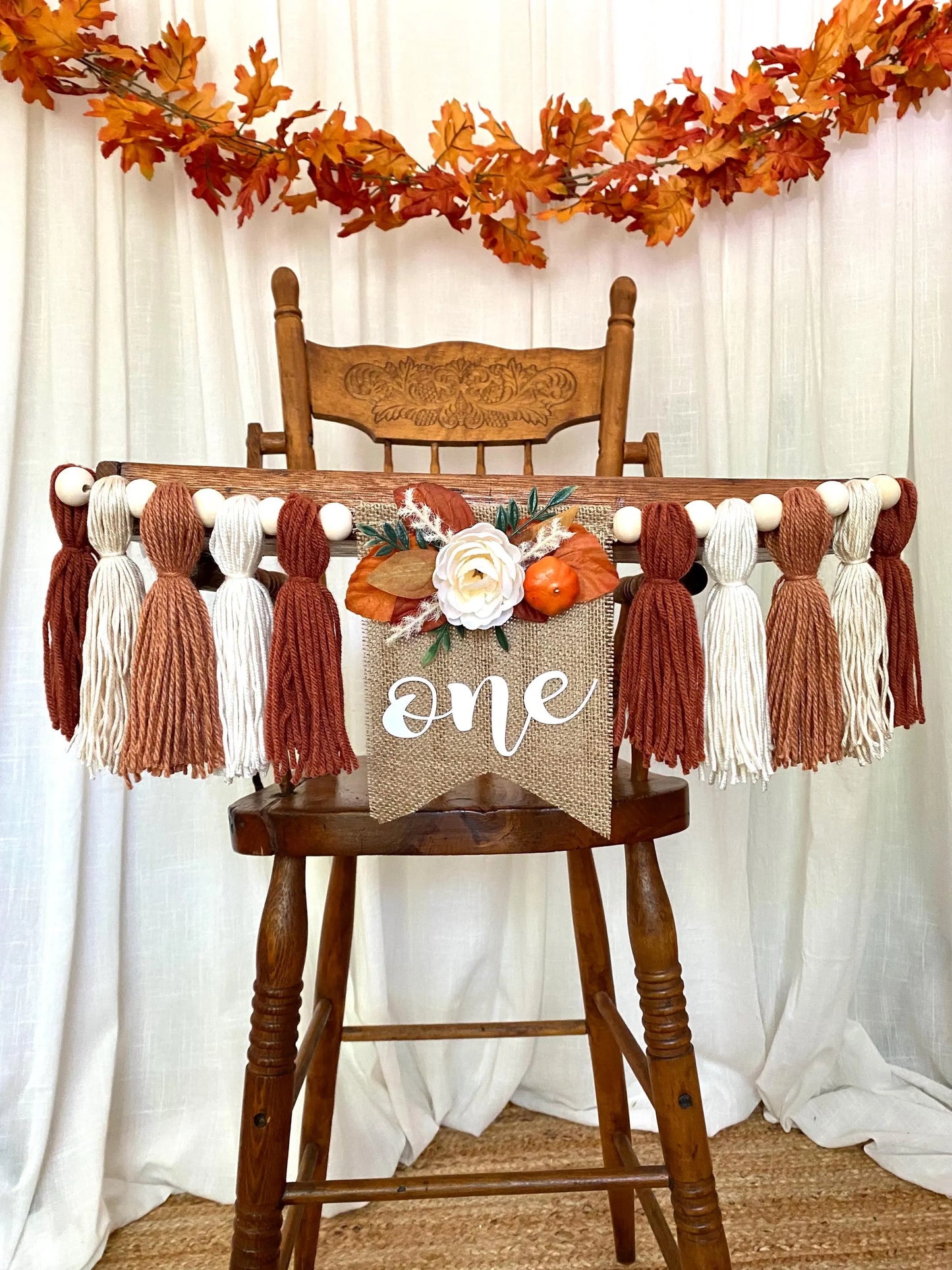 Boho Pumpkin Floral Highchair Banner