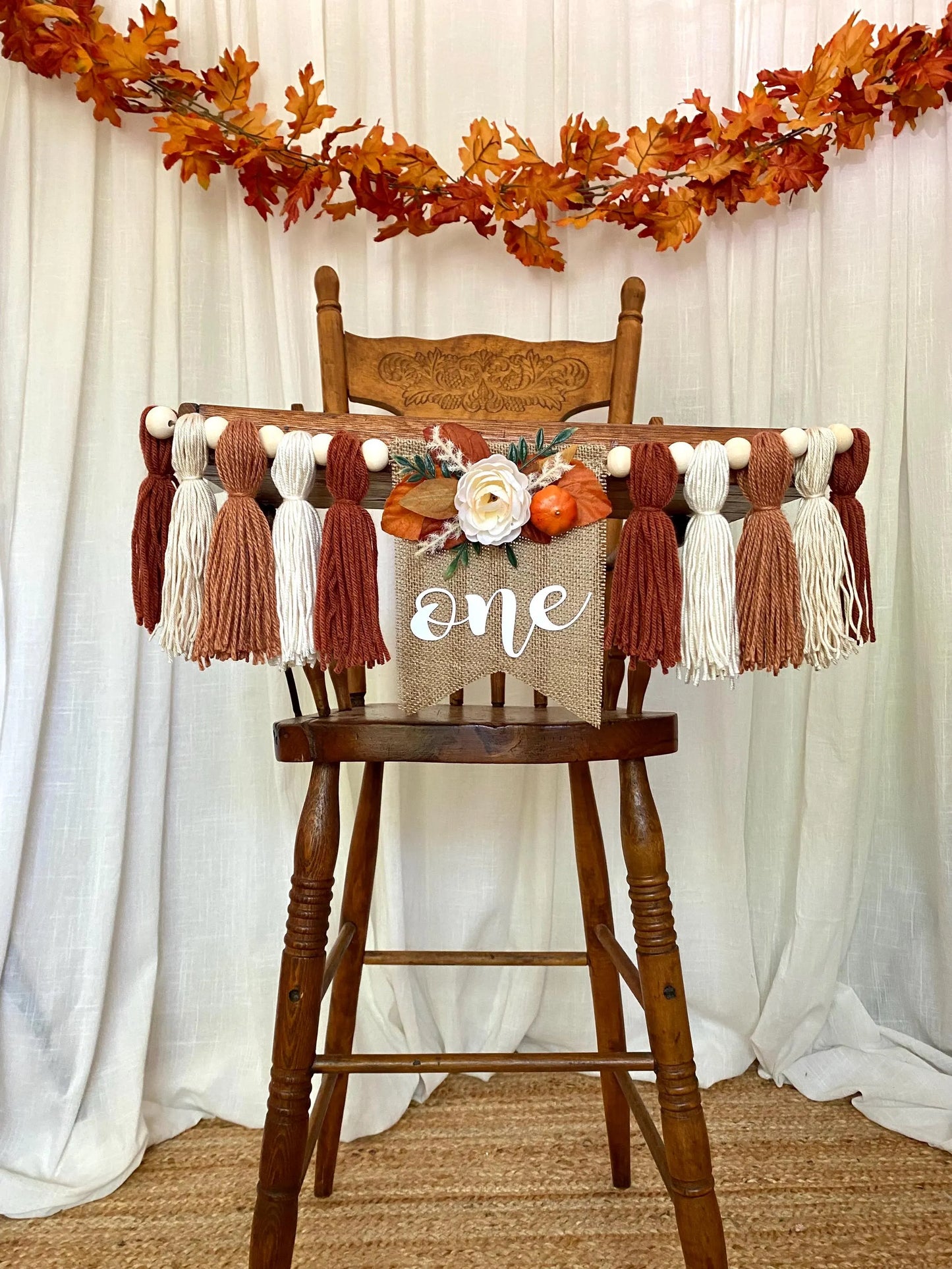 Boho Pumpkin Floral Highchair Banner