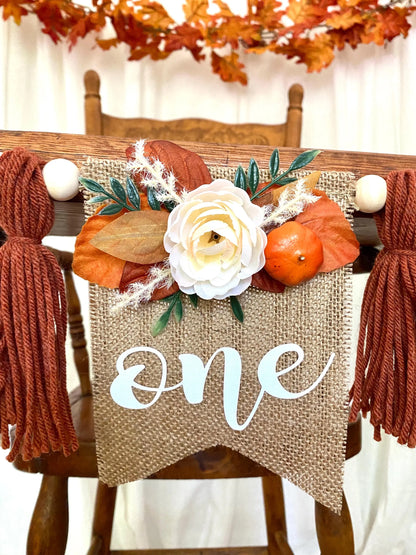 Boho Pumpkin Floral Highchair Banner